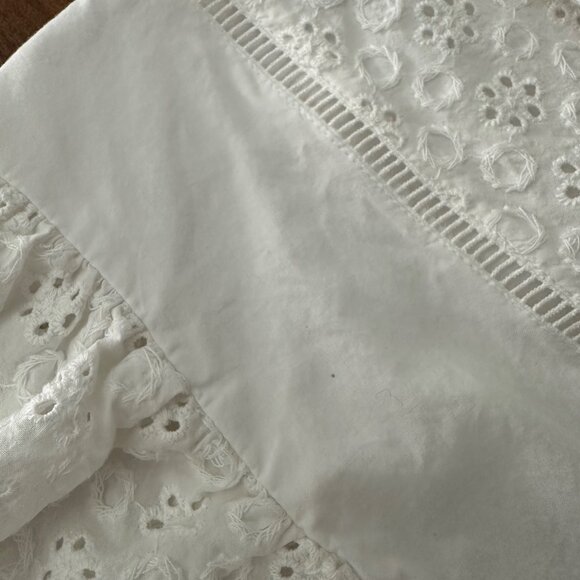 1. State White Eyelet Lace Crop Blouse With Flutter Sleeves Lightweight Minimali - Picture 12 of 12